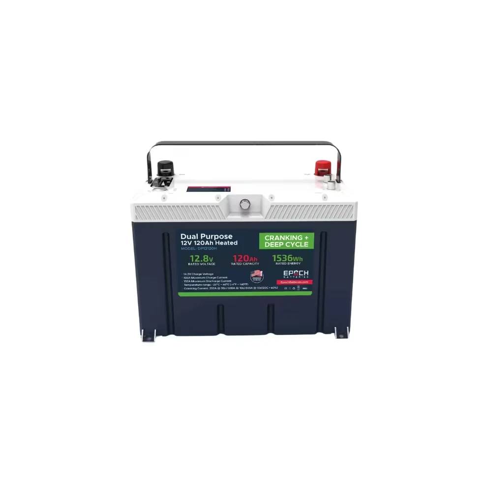 Epoch 12V 120Ah Marine Lithium Battery – Pro Series LiFePO4 | Cranking & Deep Cycle Dual Purpose
