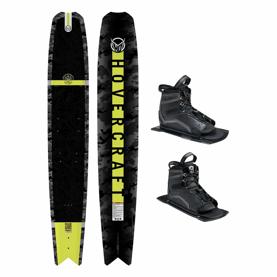 HO Hovercraft Fluro Camo Slalom Ski w/ Double Stance UltraLite Bindings